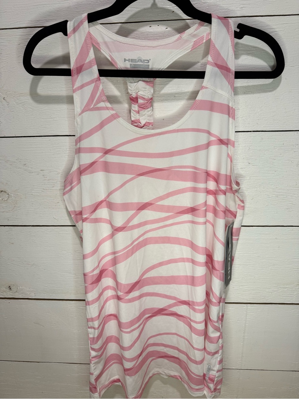 New w tags HEAD Tennis Running Gym Tank Top Pink Zebra Stripe Racerback Sz L
